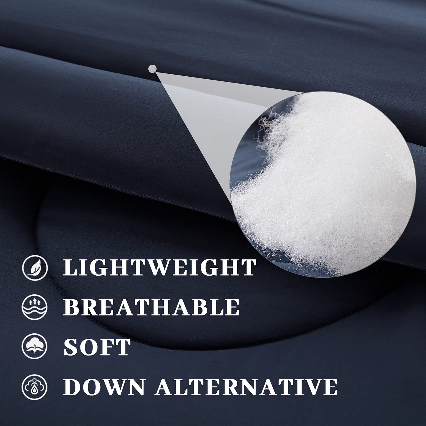 SunStyle Home Queen Comforter Set - 3 Pieces Reversible Comforters Queen Size, Lightweight Bedding Sets with 1 Down Alternative Comforter and 2 Pillow Shams for All Seasons,Navy Blue