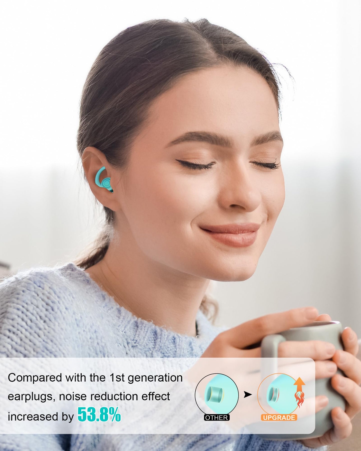 SUPCEAT Ear Plugs for Sleeping - Noise Reduction Soft Silicone Earplugs, 2 Pairs Reusable Hearing Protection Earplugs for Noise Sensitivity, Sleep,Snore,Travel, Sound Reduction Noise Cancelling - Blue