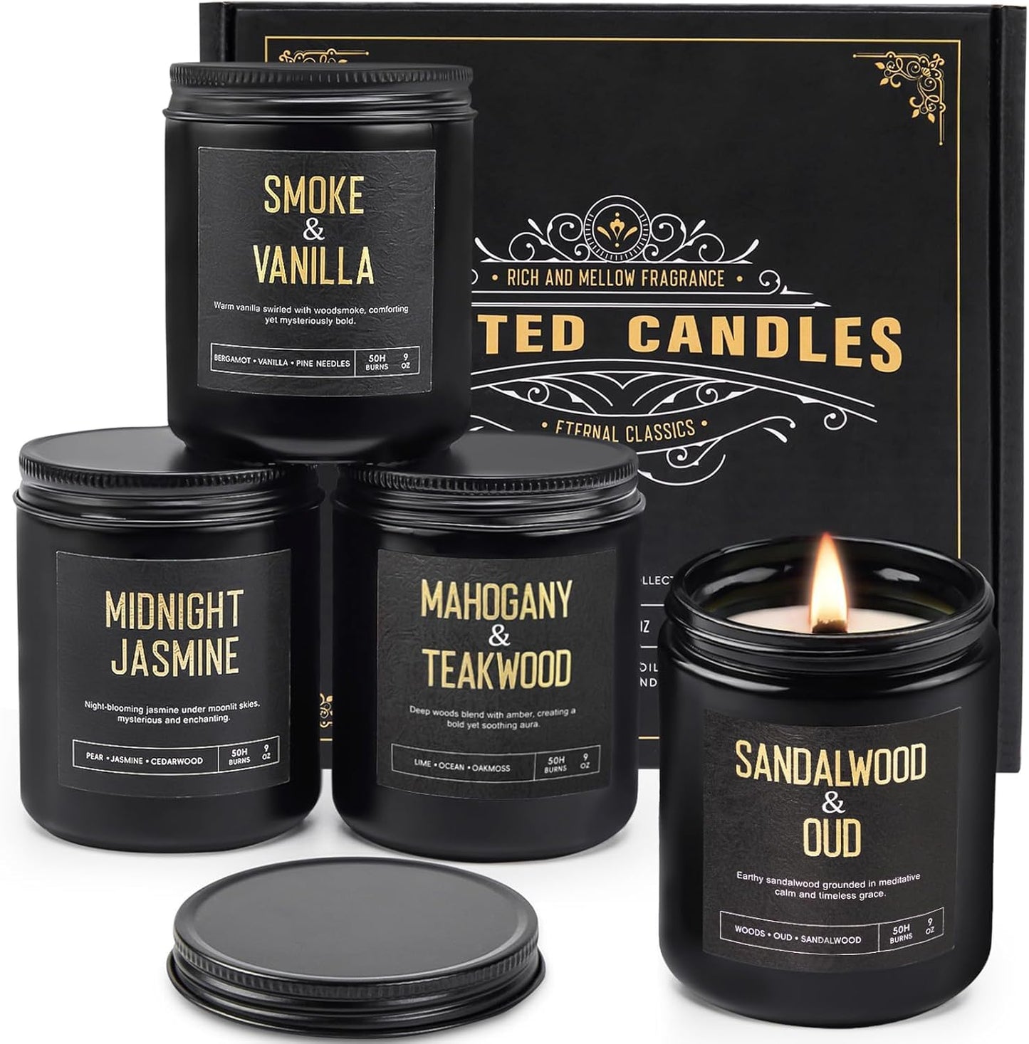 Scented Candles Gift Set, Long Lasting 4 Pack Aromatherapy Candles for Home