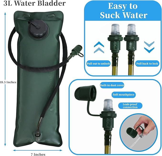 Tactical Hydration Backpack,tactifans Water Backpack with 3L Water Bladder,Tactical Molle Hydration Pack for Men Women,Hydration Pack Backpack for Hiking,Running,Hunting,Biking