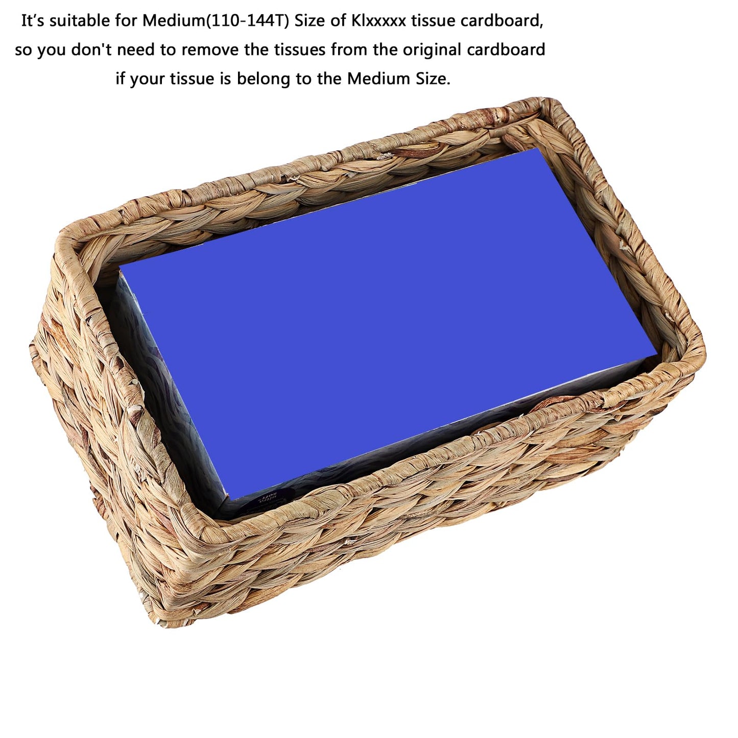Sumnacon Tissue Box Cover Water Hyacinth Tissue Box Rectangular Tissue Holder Woven Tissue Cover Wicker Tissue Box Holder for Bathroom Toilet Table Desk Home Office Car