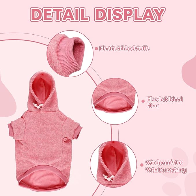 Dog Sweaters for Large Dogs,Dog Hoodie Fleece Pet Sweater Soft Clothes Sweatshirt with Pocket Pet Hoodie for Large Dogs(Pink&L)
