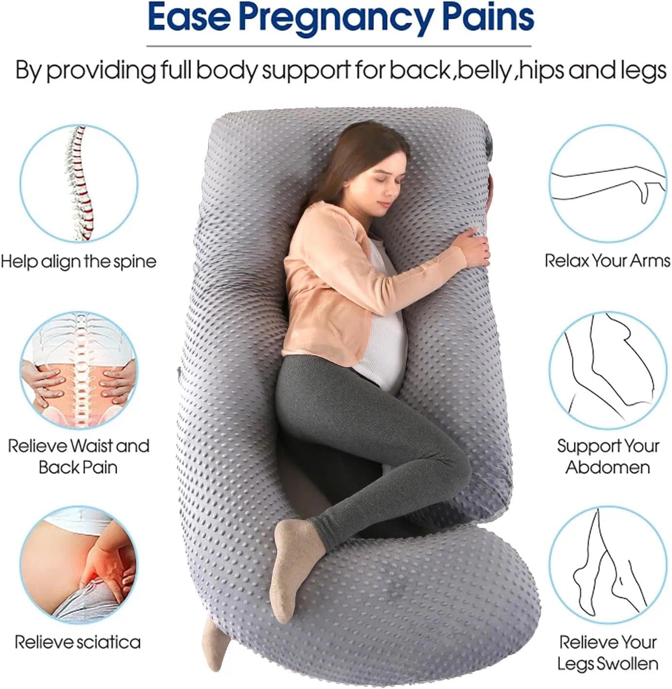 Pregnancy Pillows for Sleeping, U Shaped Full Body Maternity Pillow for Pregnant Women with Removable Cooling Cover, Support for Back, HIPS, Legs, Belly, 57 Inch, Black