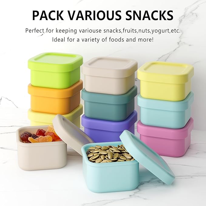 Dobyusf 8-Piece Pure Silicone Food Container Set - Stackable 100ml Storage Boxes, Microwave & Dishwasher Safe, Temperature Resistant (-40°C to 230°C), BPA-Free Food Storage for Salads, Dips, Snacks