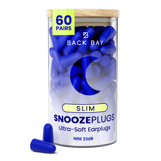 SnoozePlugs Slim - Small Earplugs for Small Ear Canals, Slim Ear Plugs for Sleeping, 60 Pairs Women's Earplugs for Sleep - 33db NRR Comfortable Soft Foam Plugs for Sleeping, Dispoable and Ultra-Soft