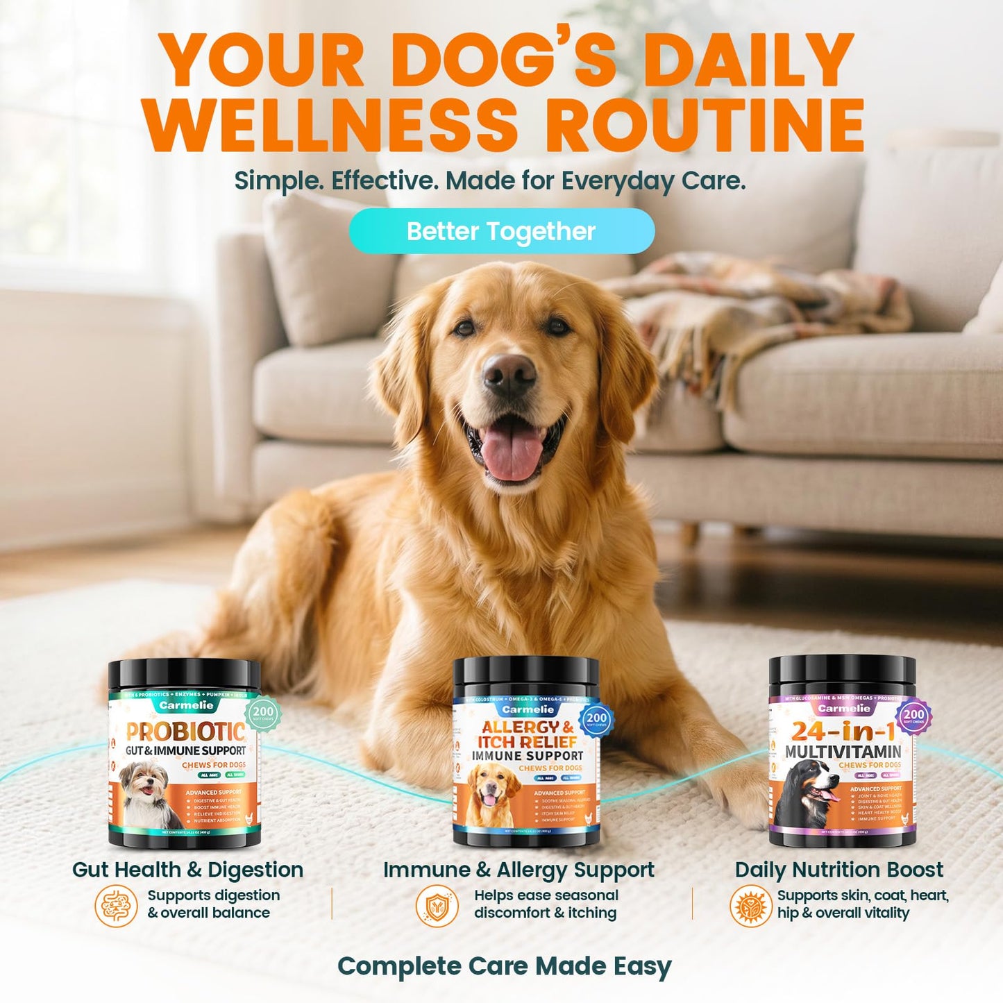 Probiotics for Dogs, Dog Probiotics for Yeast, Itchy Skin and Itchy Ears, Allergies, Immunity, Dog Gut Health Probiotic for Digestive Enzymes & Prebiotics for Diarrhea & Gas Relief (Chicken, 200 Chew)