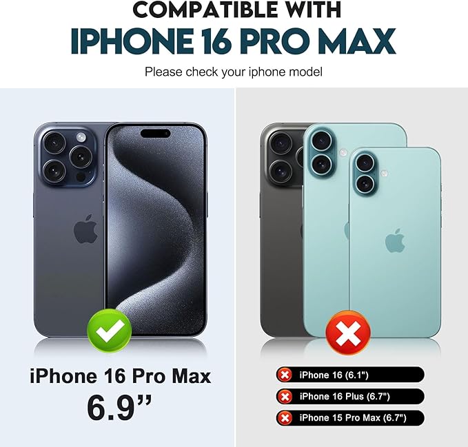 CIVICASE for iPhone 16 Pro Max Wallet Case with Stand,PU Leather Flip Credit Card Holder Slots (RFID Blocking),Compatible with Magsafe Magnetic Holder Phone Cover Women Men,Blue