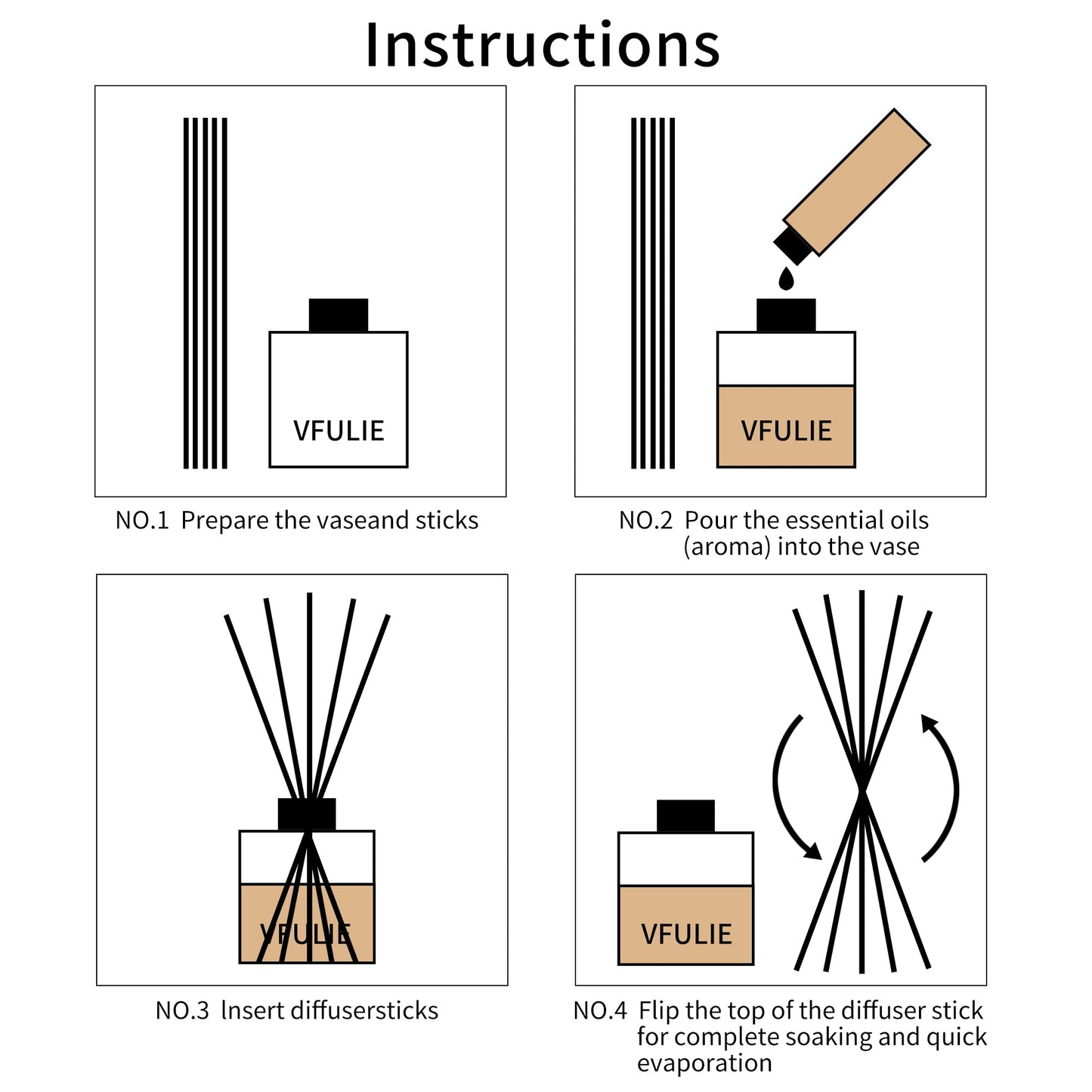 VFULIE 100PCS Reed Diffuser Sticks, Refill Replacement for Aroma Fragranc (100, Brown)