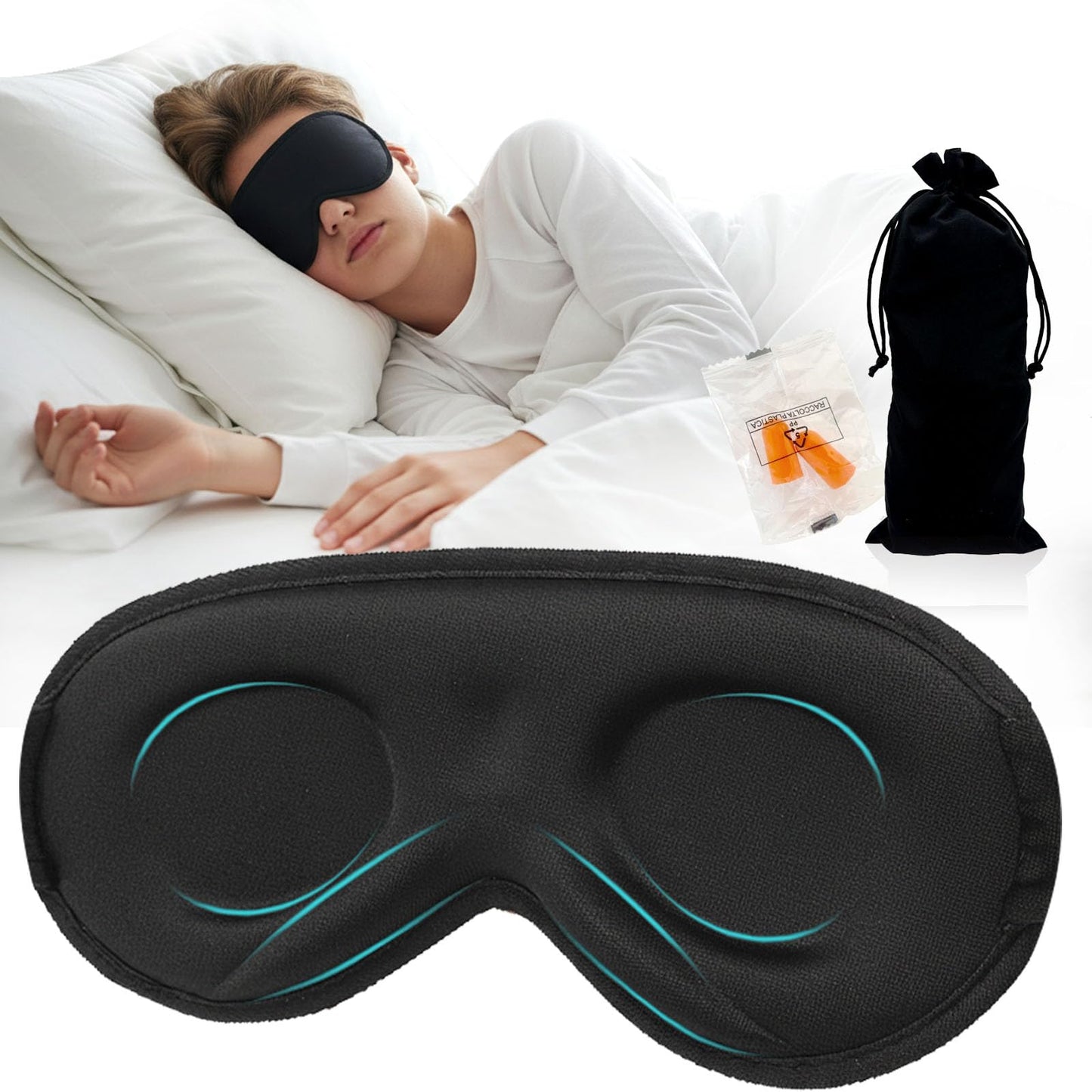 Ringolemona Kids Sleep Mask 8-18 Zero Pressure 3D Blackout Adjustable