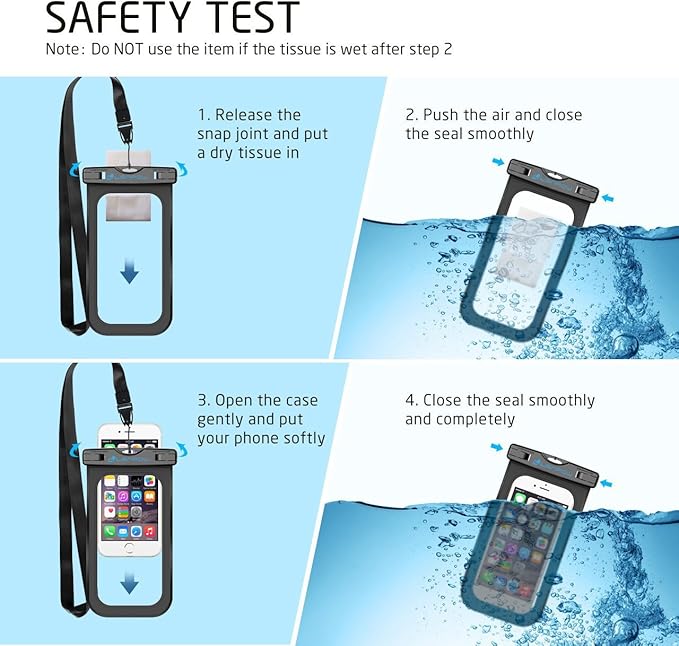 Universal Waterproof Phone Case, 4-Pack IPX8 Water Proof Phone Pouch Clear Cell Phone Dry Bag for Water Games for iPhone 17 16 15 14 13 12 Pro MAX Plus Galaxy S24 S23 S Note Google UP to 7.5"