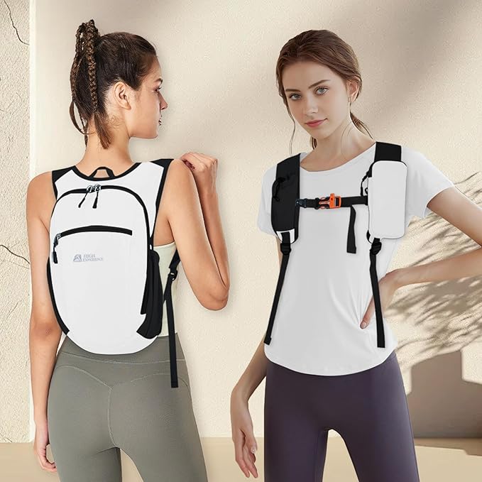 HIGH EXPERIENCE Hiking Backpack 10L/15L Small Daypack Lightweight Packable Travel Foldable Water Resistan for Women Men (White, 10L)