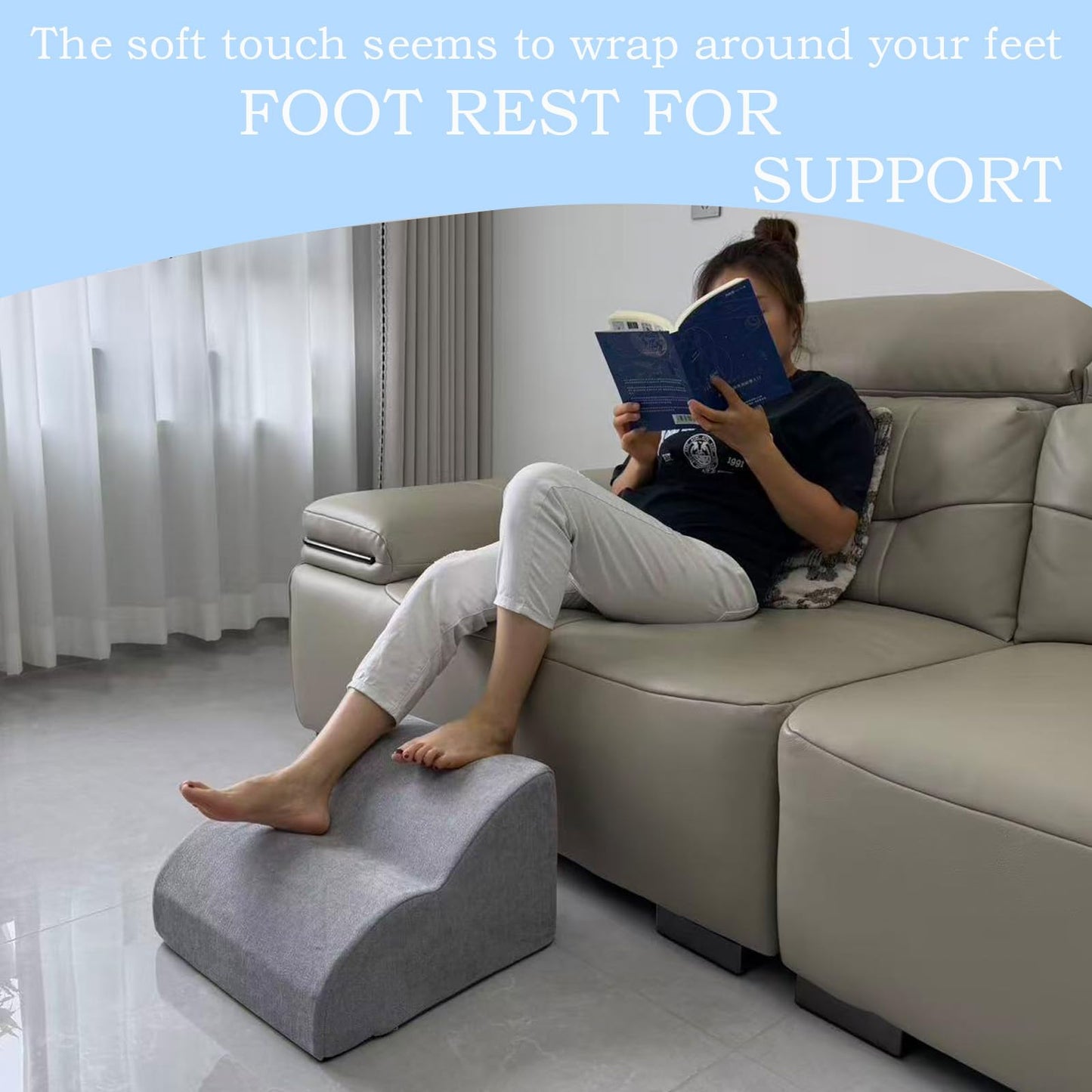 OpyTikar Foot Rest for Under Desk at Work.Multifunctional 3-Tier Foot Stool,with Washable Footrest.for Under Desk,Office Chair Gaming Chair & Sofa,Leg Elevation Pillow,Supports Posture-Light Grey