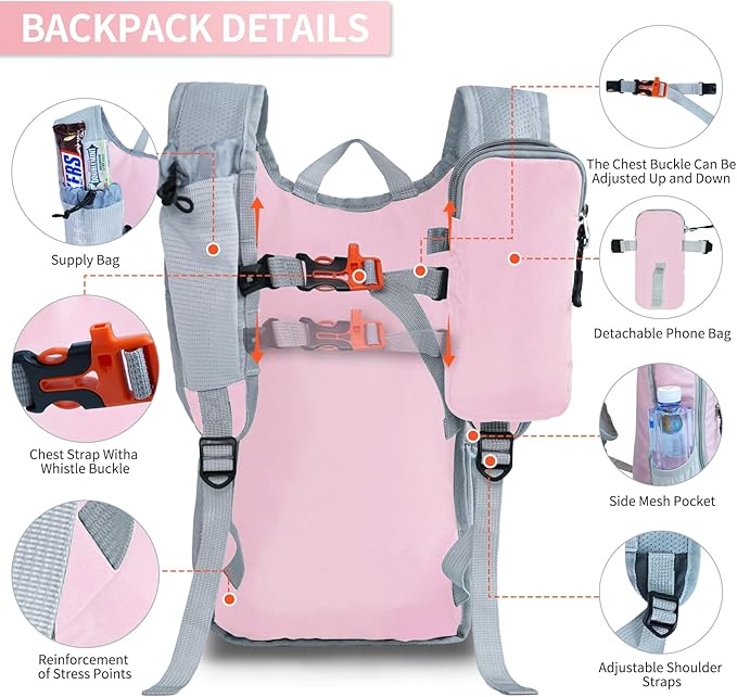 HIGH EXPERIENCE Hiking Backpack 10L/15L Small Daypack Lightweight Packable Travel Foldable Water Resistan for Women Men (Pink, 15L)