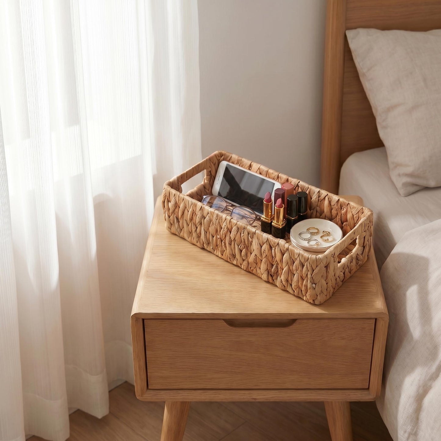 Water Hyacinth Wicker Storage Baskets, Natural, Set of 2
