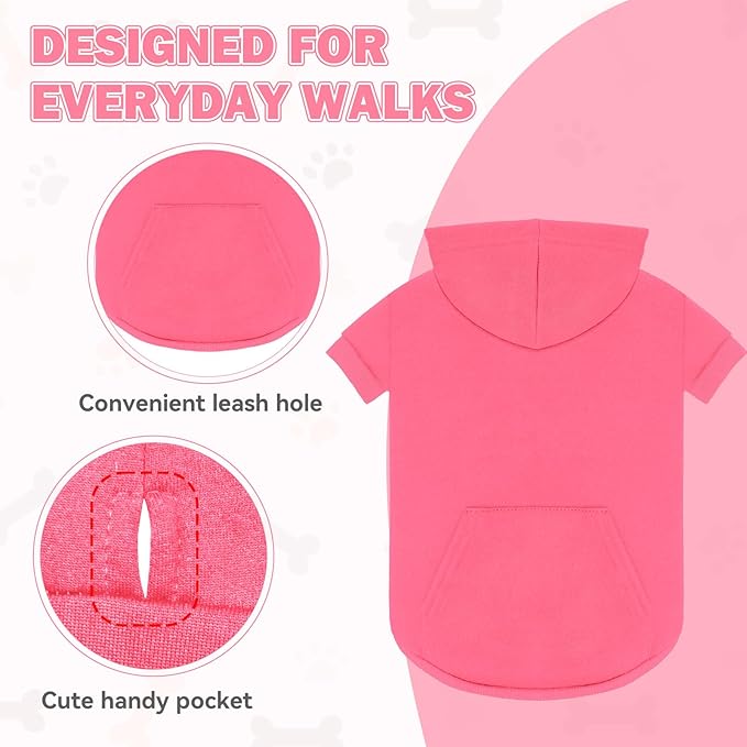 4XL Dog Sweaters for Large Dogs,Dog Hoodie,Cozy Fleece Interior Sweatshirt with Hood & Pocket,Leash Hole,Pet Clothes Sweater Hoodie for Large Dogs,Pink&4XL