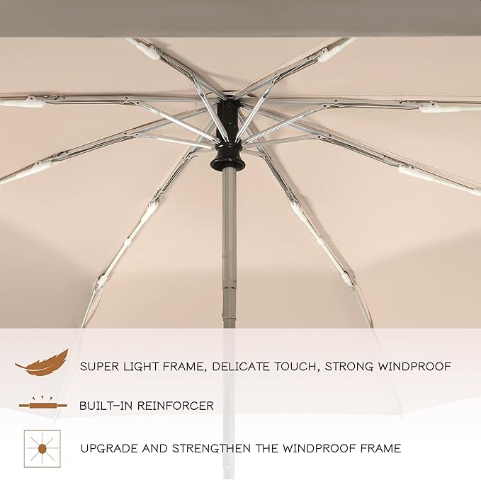 FDJASGY UV Sun Umbrella Compact Folding Travel Umbrella Auto Open Close Compact Folding Rain Umbrellas for Women Men Blocking UV 99.98%