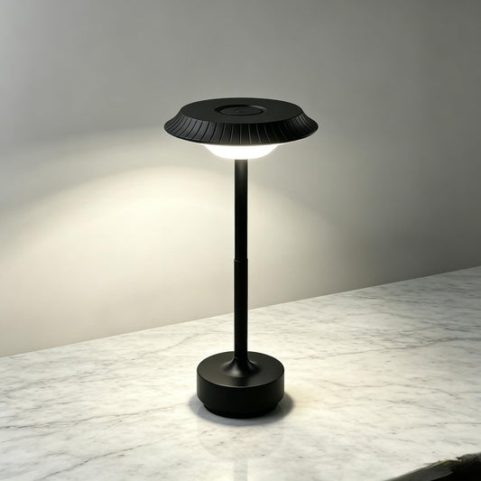 Goodoo Rechargeable Cordless Table Lamp, Touch Control LED Metal Table Light with 3 Color Modes Stepless Dimming, Portable Battery Powered Table Lamps for Outdoor/Patio/Restaurant/Camping (Black)