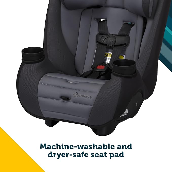 Safety 1st Ellaris 3-in-1 Convertible Car Seat, Slim Fit Design, Rear & Forward-Facing, 5-Position Headrest, 3-Across Fit, Travel-Friendly with Machine-Washable Seat Pad, London Blue