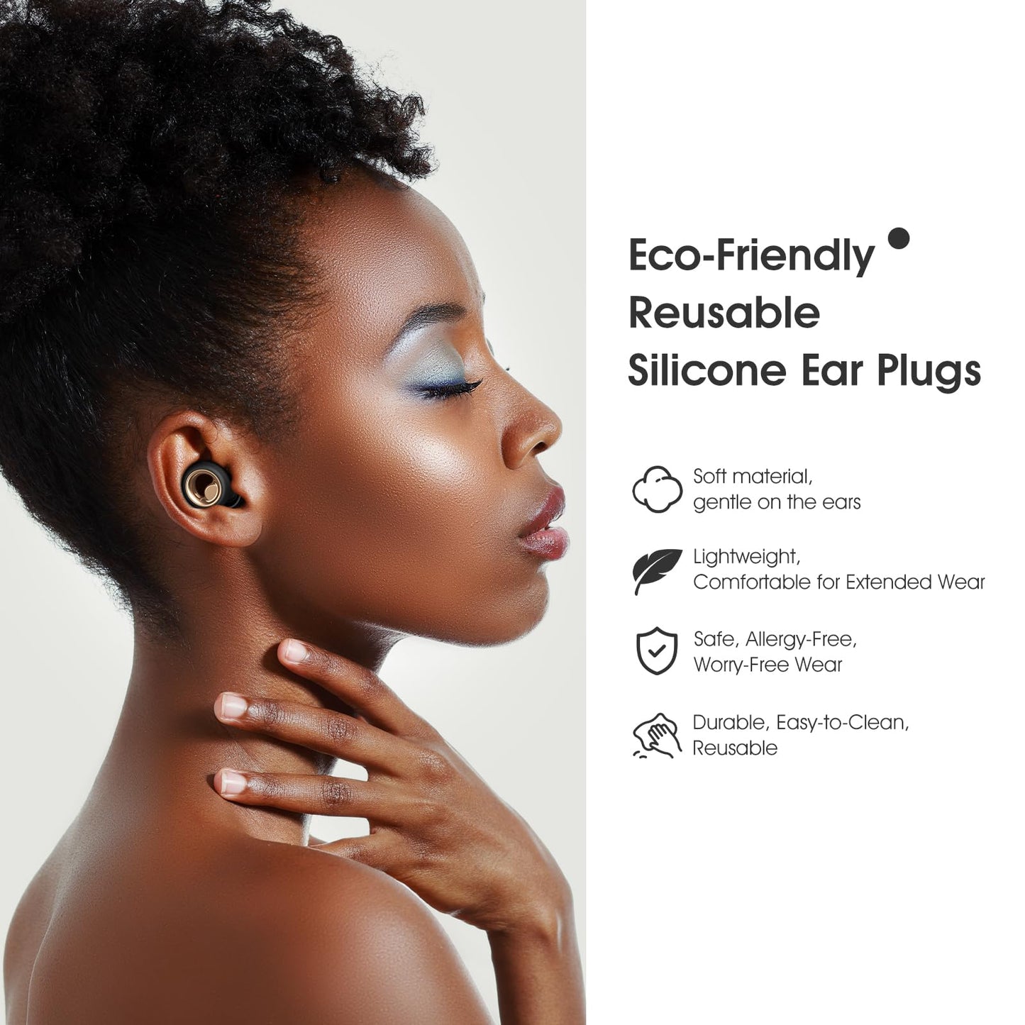 Vosaf 45dB Ear Plugs for Sleeping Noise Cancelling, Soft Earplugs for Concert, Reusable Ear Plugs for Noise Reduction with 8 Ear Tips, Silicone Hearing Protection for Work, Travel(Midnight Gray)