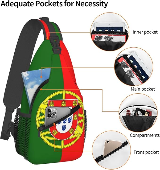 GJXFLSY Portugal Flag Sling Backpack Crossbody Bag Casual Chest Bags Travel Hiking Daypack Shoulder Bag for Women Men