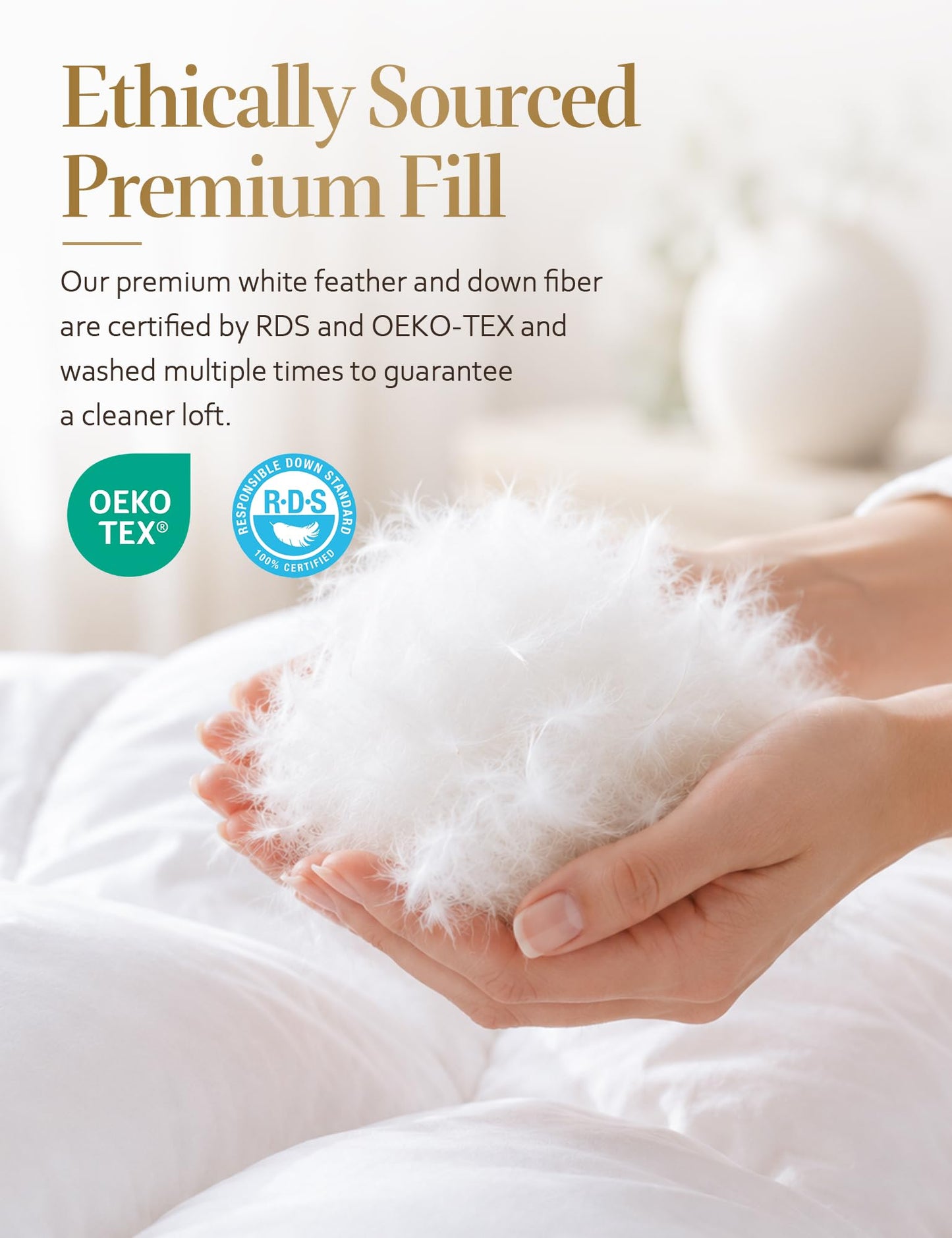 DWR Luxury King Down Feather Fibers Comforter, Ultra-Soft Cotton Blend Fabric, Medium Weight for All Season Hotel Style Fluffy Duvet Insert with Ties (106x90 Inches, White)
