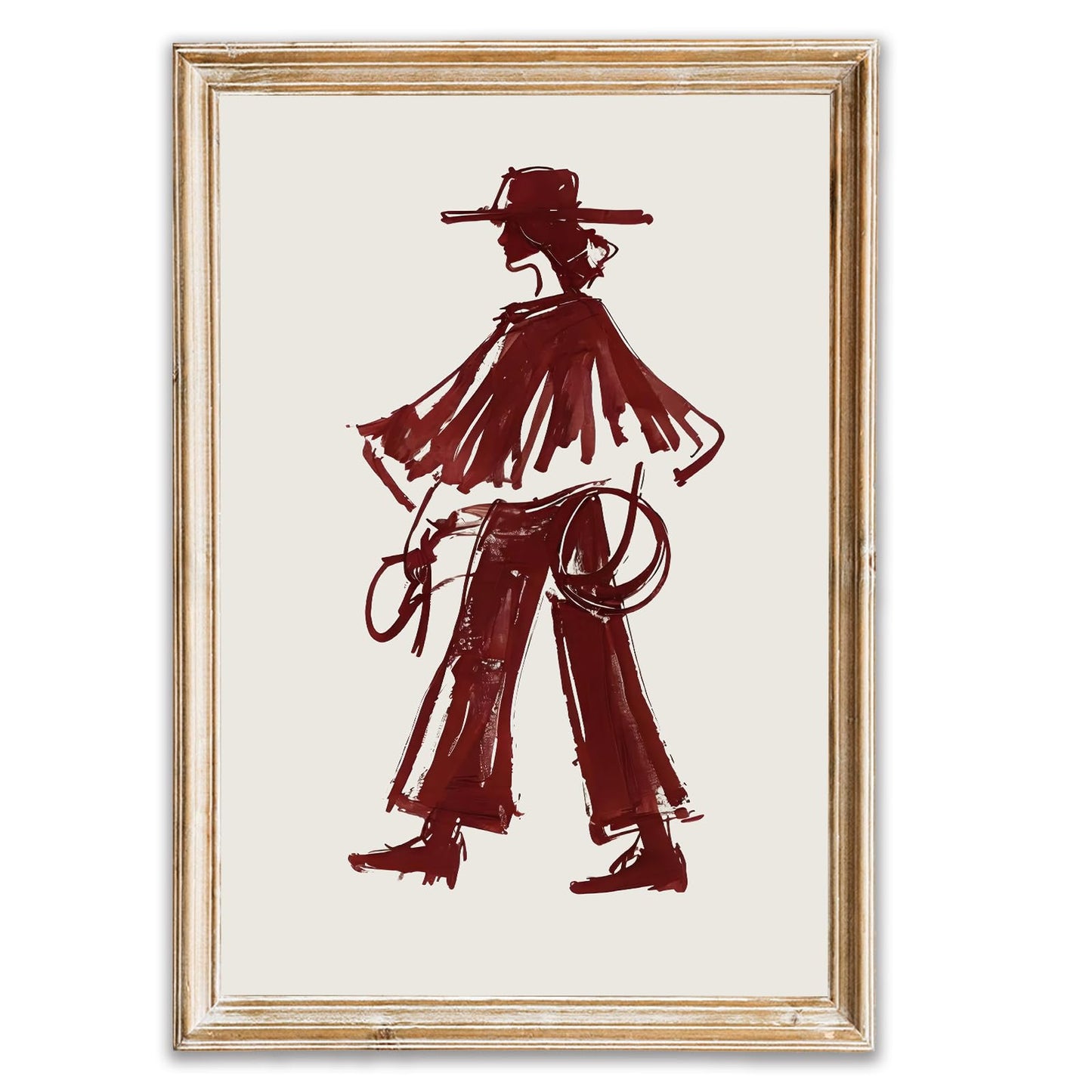 Modern Cowgirl Wall Art Trendy Eclectic Red Wine Cowgirl Poster Neutral Western Cowboys Wall Decor Cowboy Inspired Canvas Art Prints for Home Living Room Bedroom Dorm Office Decoration, Unframed