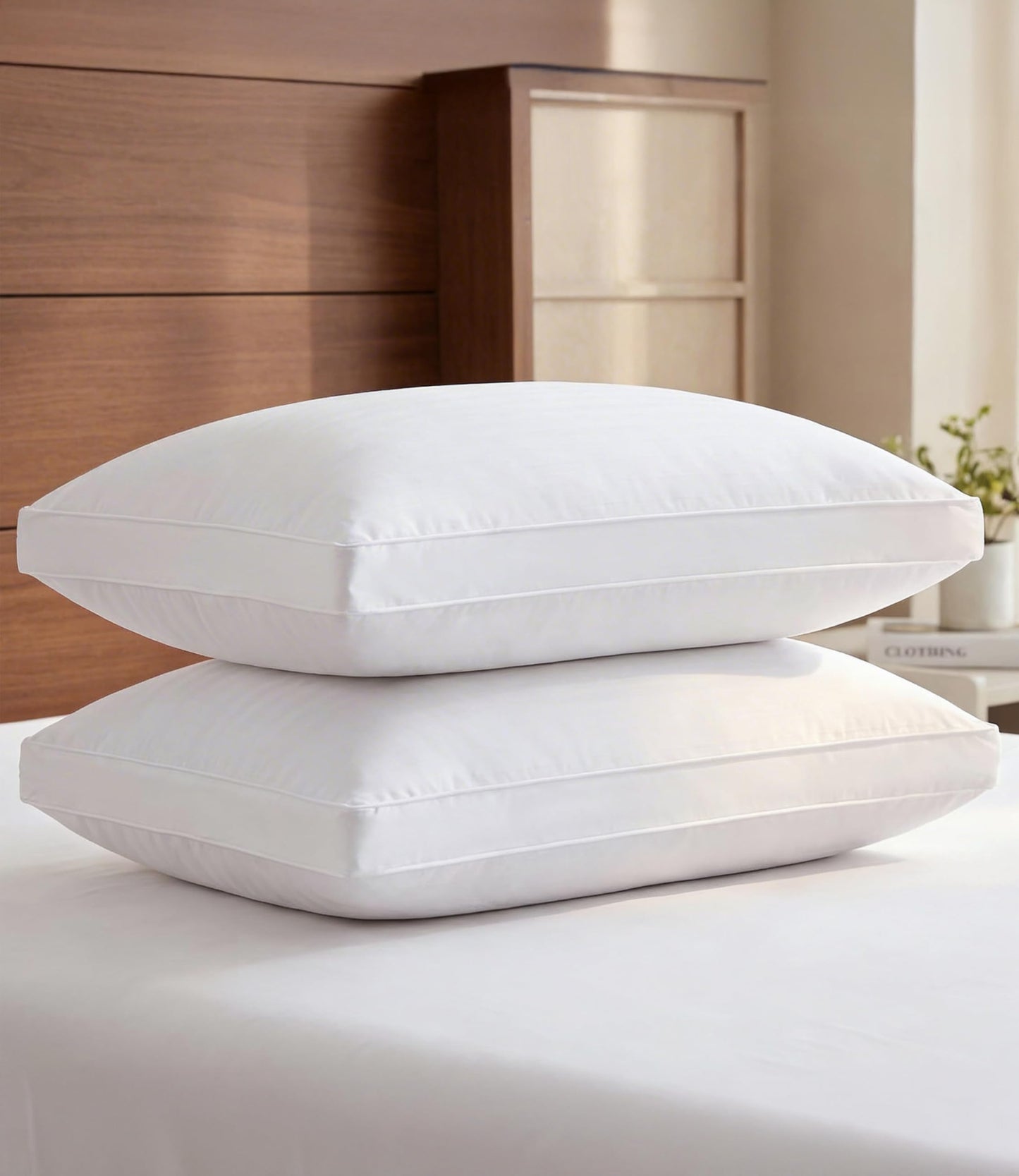 Bed Pillows for Sleeping Standard Size Set of 2 - Super Soft & Fluffy w/ Down Alternative Filling - Hotel Luxury Quality, Gusseted Pillow for Back, Stomach & Side Sleepers - Comfy & Breathable - White