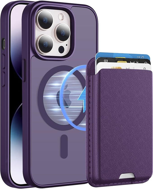 Ntwinro Magnetic for iPhone 13 Pro Case (Compatible with MagSafe) with Detachable Wallet & Card Holder for 3 Cards [RFID Blocking] Military Grade Protective Slim Phone Cover, Purple