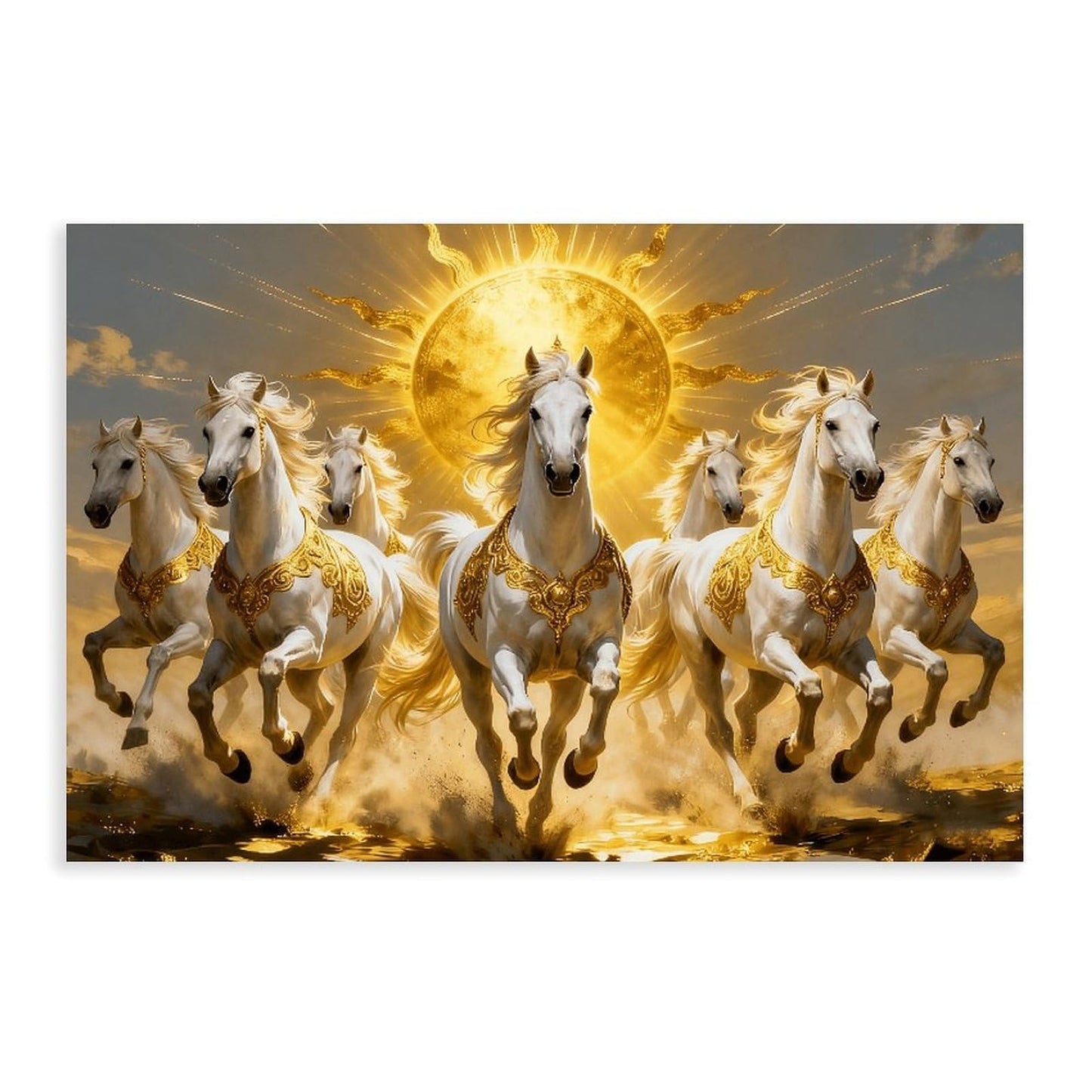 Seven Running Horses Painting Wall Art Poster 7 Lucky Horse Pictures 2 Canvas Poster Wall Art Print - Bedroom Office Bathroom Living Room Decor Unframe-style12x18inch(30x45cm)