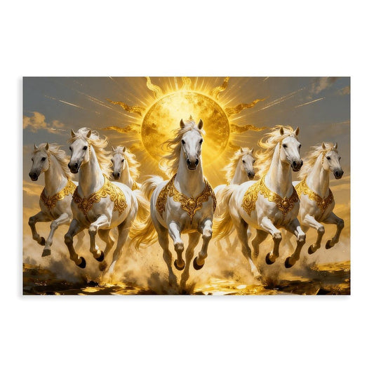 Seven Running Horses Painting Wall Art Poster 7 Lucky Horse Pictures 2 Canvas Poster Wall Art Print - Bedroom Office Bathroom Living Room Decor Unframe-style12x18inch(30x45cm)
