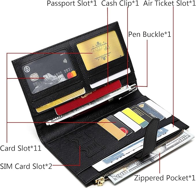 Waterproof Family Passport Organizer with RFID Blocking Genuine Leather Document Holder Card Slots Travel Wallet for Women Men Black (Brown)