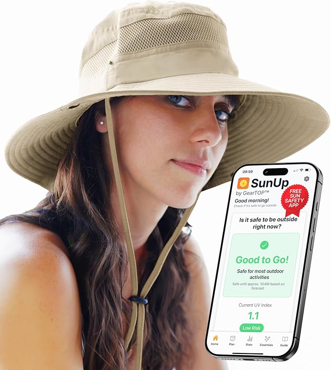 GearTOP Safari Hat for Men Sun Hats for Women UV Protection UPF 50+ Fishing, Gardening, Hiking Hat (22-23 1/2")