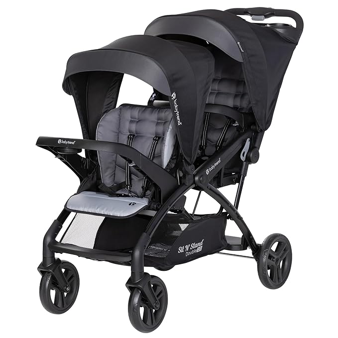 Baby Trend Double Stroller with 2 EZ-Lift Plus Infant Car Seats, Sit N' Stand, Stormy - Portable and Lightweight Stroller Duo and Car Seat Travel System Tandem
