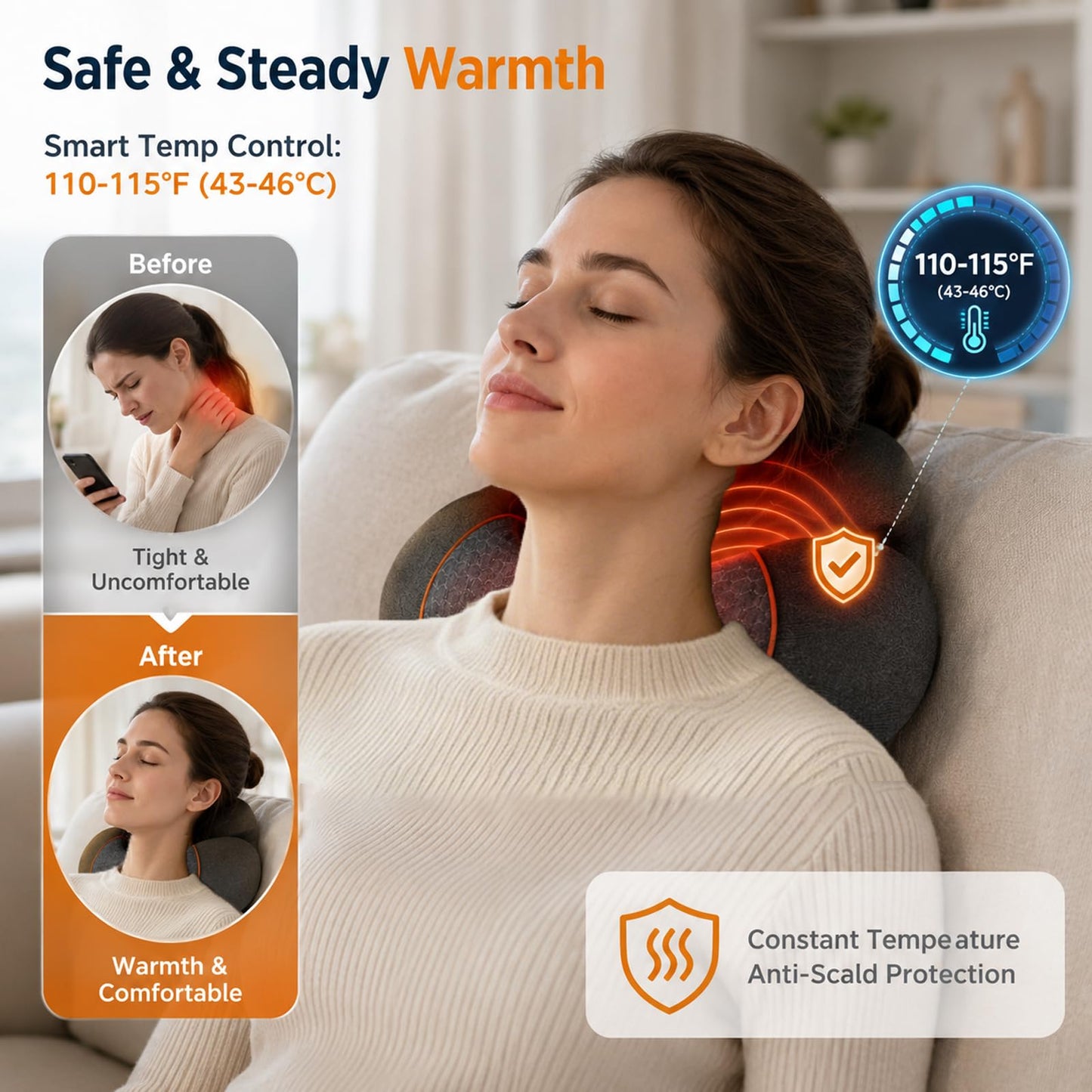 Moozerka 3 in 1 Cervical Neck Pillow Massage,Ergonomic Memory Foam Neck Cervical Traction Device,Portable Deep Tissue Relief Gift for Men and Women