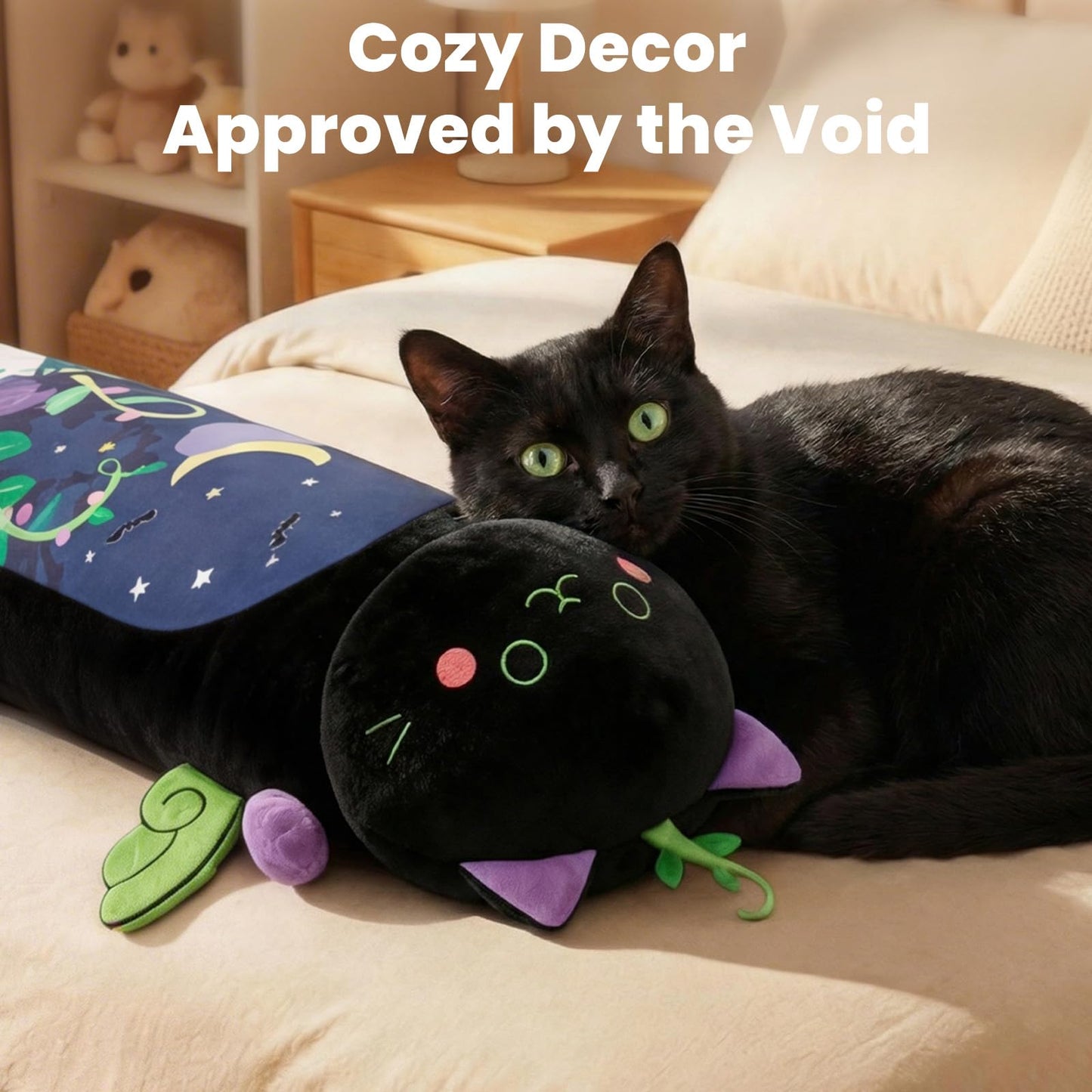 Mewaii Long Cat Plush 5 Sizes, 120% Extra Filling Giant Plushness Kids Body Pillow, Kawaii Cute Black Cat Stuffed Animals Plushies, Big Long Body Pillow Black Cat Plush Gift for Girls 20”