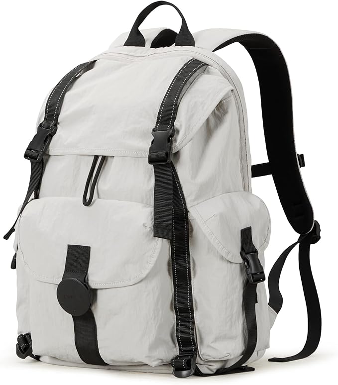 mixi Travel Backpack for Women Men, 18 Inch Carry On Laptop Backpack Flight Approved fits 16'' Laptop, Lightweight Waterproof Hiking Backpack Travel Outdoor Business Casual Daypack, Light Gray