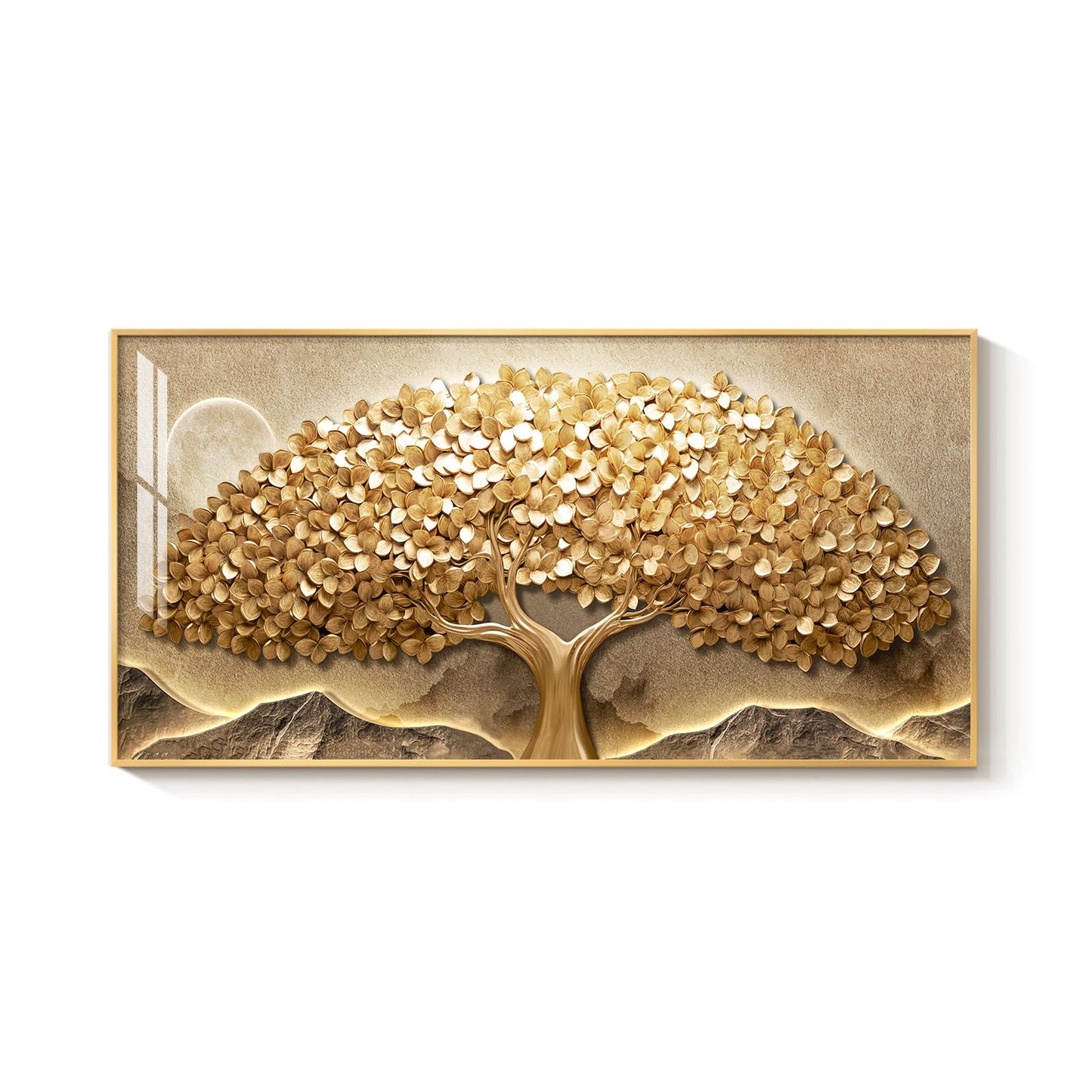 Large Framed Gold Tree of Life Wall Art for Living Room, Modern Contemporary Golden Tree Painting Prints Artwork for Walls, Luxury Elegant Picture for Bedroom Kitchen Hallway Office Wall Decor, 30x60