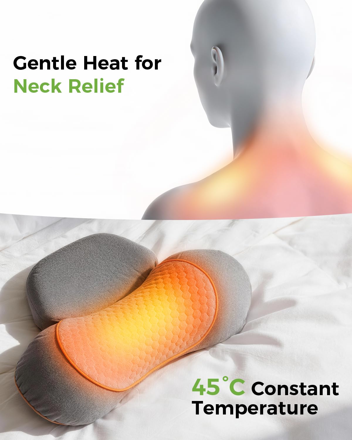 swancode 3-in-1 Neck Massager Pillow for Pain Relief Deep Tissue with Heat, Cordless & Rechargeable Massager with Traction for Neck Hump & Shoulder Comfort, Memory Foam Pillow(Corded)