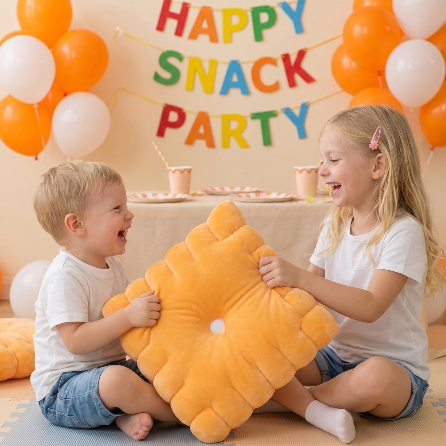 Cheese Cracker Plush Pillow – Soft High-Density Velvet Stuffed Snack Pillow, Baked Snack Cracker Shape, Cute Food Plush Cushion for Kids & Adults, Sofa Bed Travel Decor, 10.24 x 10.24 in