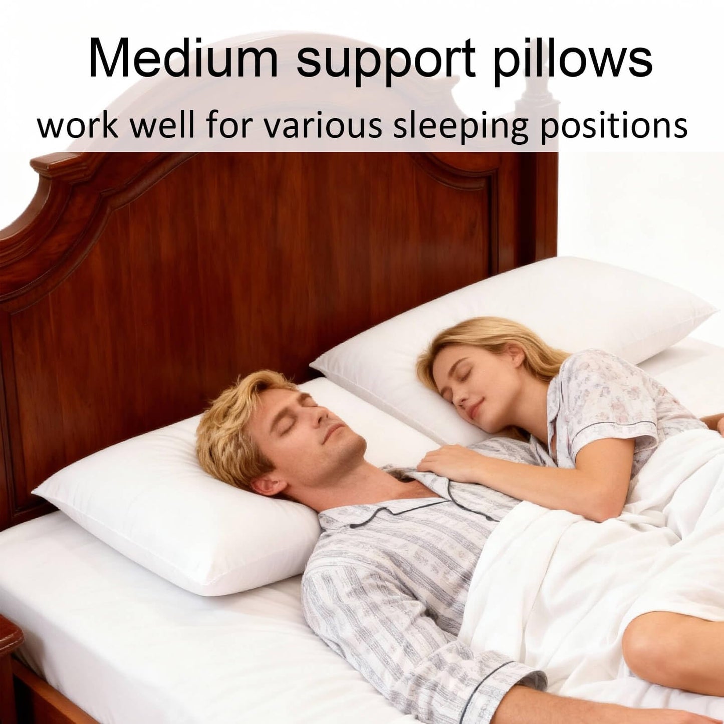 Gooeb Bed Pillows Standard Size Set of 2 Medium Support Pillow for Stomach Side Back Sleeper Basic Soft Down Alternative White 20x26 inches