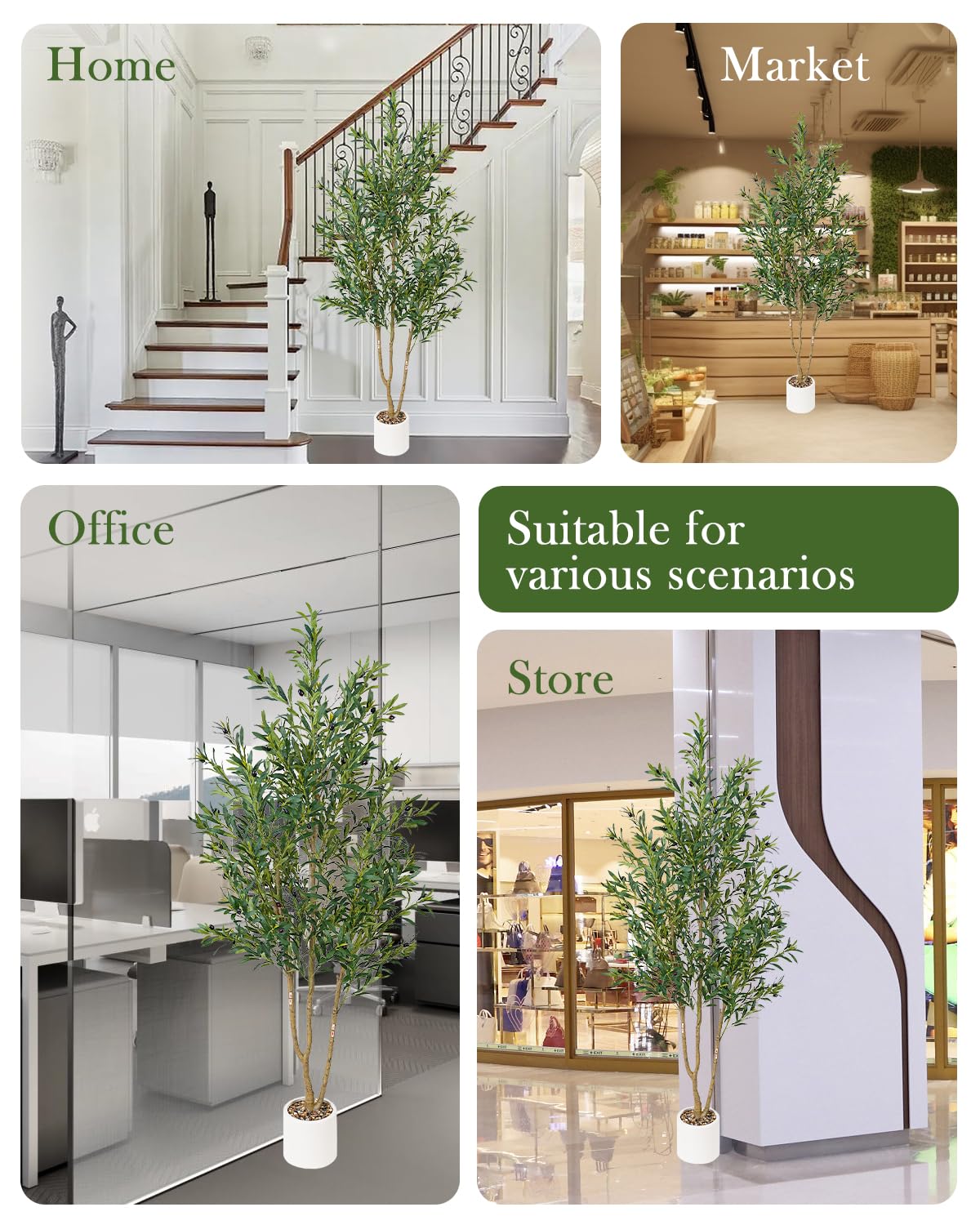 Sillaff Olive Tree 6FT Fake Tree Faux Plants Indoor with Pot Artificial Tree Nearly Natural Olive Branches and Fruits for Living Room Home Office Decorations
