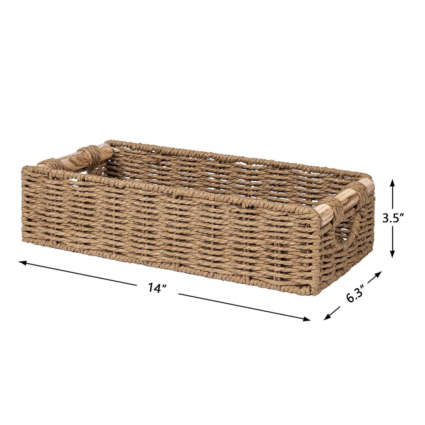 CubesLand Back of Toilet Storage Basket for Organizing w/Cut Out Handle, Handwoven Toilet Tank Top Paper Baskets, Wicker Decorative Basket for Countertop, Home Decor, Living Room, Nursery, Neutral