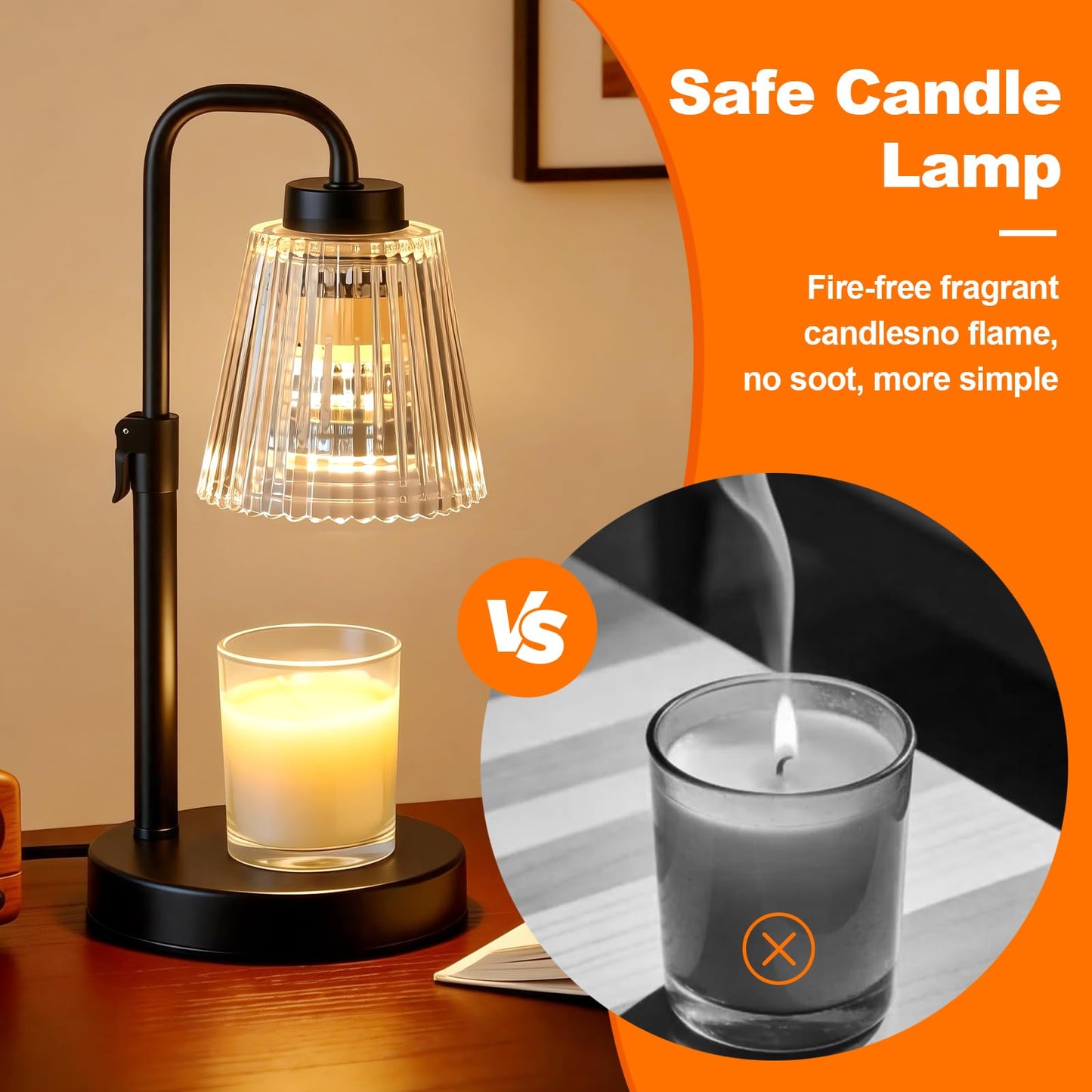luqagol Candle Warmer Lamp with Timer Dimmable, Adjustable Height, Birthday Gifts for Women Mom, House Warming Gifts New Home Decor, Wax Warmer for Scented Jar for Jar Candles with 2 Bulbs (Black)