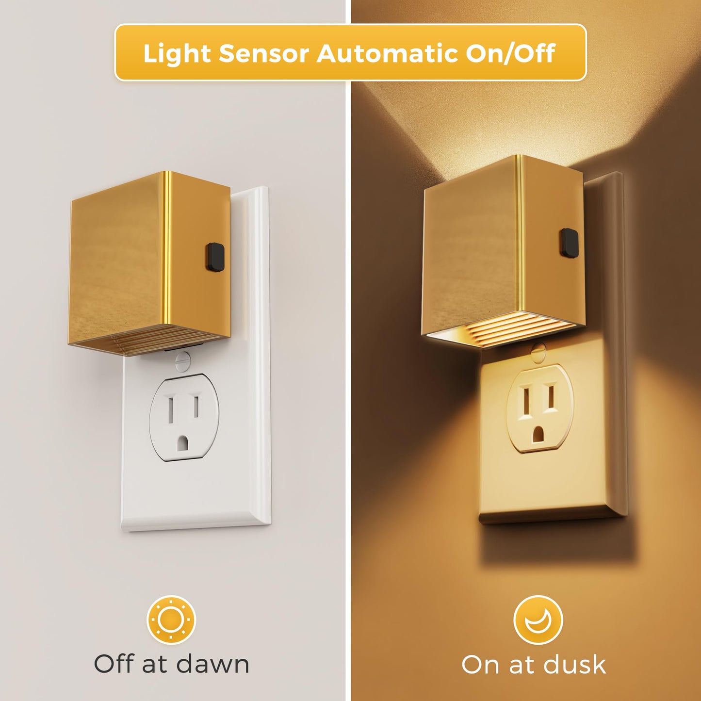 L LOHAS LED [4-PACK] Night Lights Plug into Wall, Dusk to Dawn Sensor, 3000K Warm White, Brightness Adjustable, Modern Home Decor Nightlight for Bathroom Hallway Kitchen Bedroom