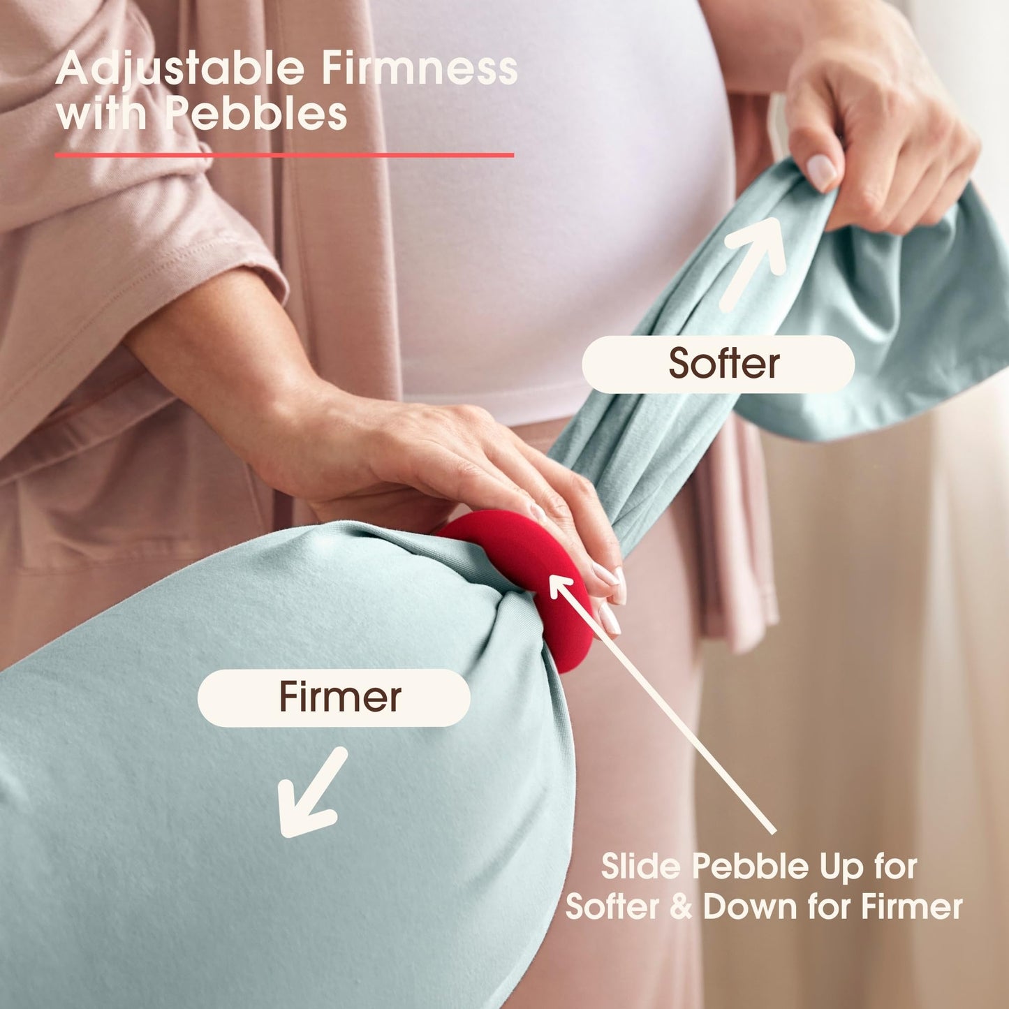 bbhugme Adjustable Pregnancy Pillow with Eucalyptus Cover & Extra Stone Cover - Full Body Support for Side Sleeping During Pregnancy