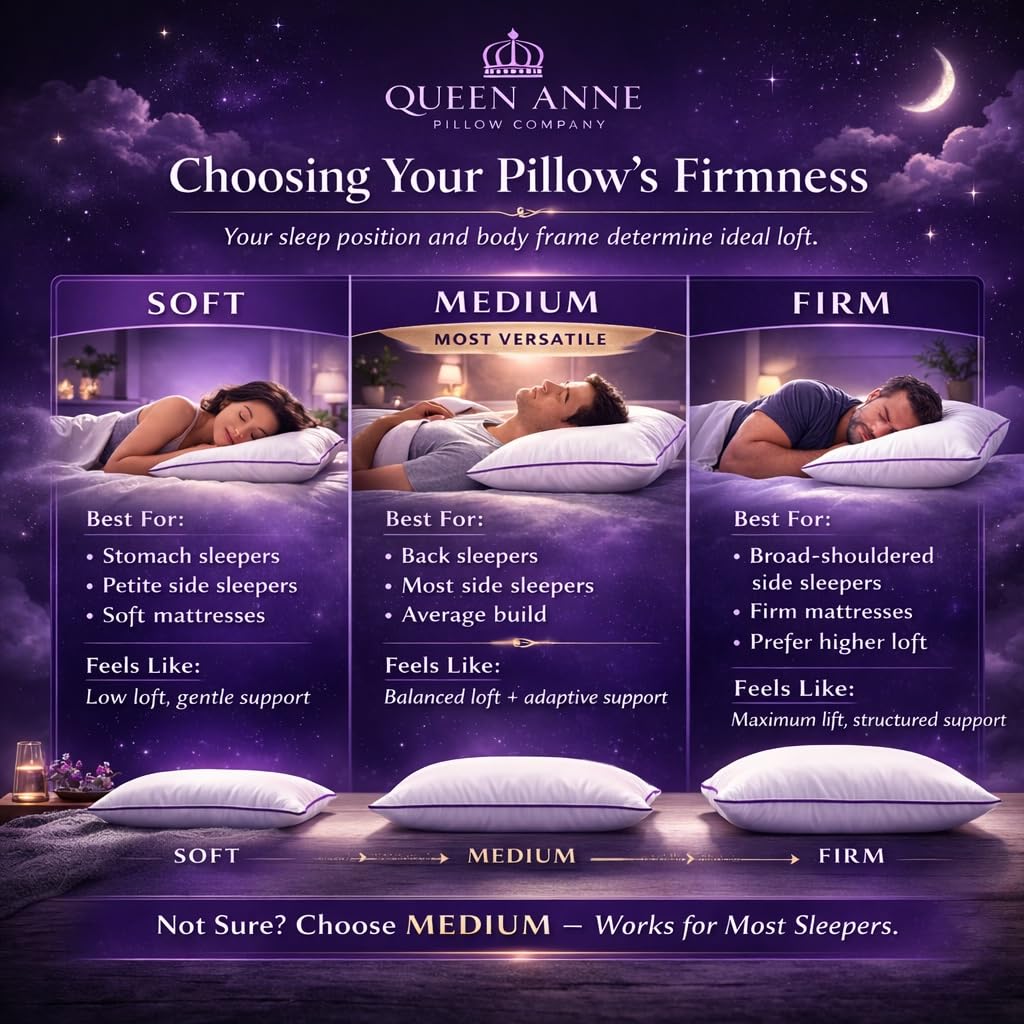 Queen Anne Hotel Pillows King Size Bed Pillows for Sleeping, Set of 2 – Adjustable Luxury Down Alternative for Side & Back Sleepers, Medium Support, Cooling, Hypoallergenic, Made in USA