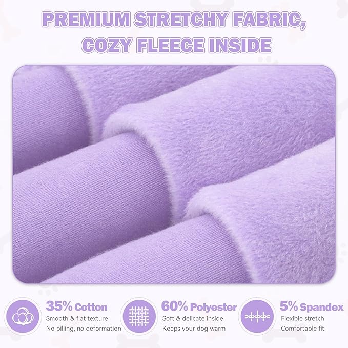 Dog Sweaters,Dog Hoodie,Cozy Fleece Interior Sweatshirt with Hood & Pocket,Leash Hole,Pet Clothes Sweater for Small,Medium,and Large Dogs,Light Purple&XL
