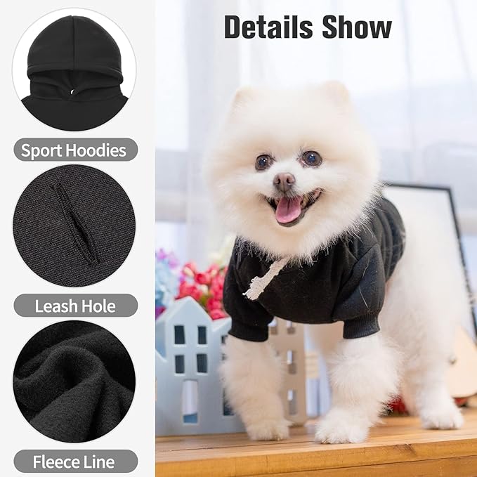 BINGPET Dog Hoodie, Fleece Lined Fall Cold Winter Soft Warm Puppy Sweatshirt with Leash Hole, Dog Sweaters Outfit,Pullover Puppy Hoodie for Small Medium Large Dogs Cats