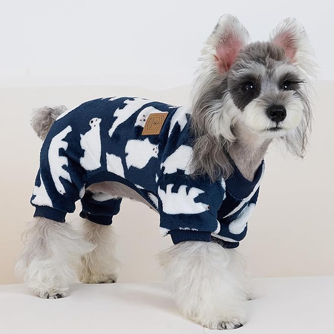 XPUDAC Dog Pajamas Polar Bear Fleece Dog Sweater for Small Medium Dogs Girl Boy Winter Puppy Clothes Pet Outfit Jumpsuit, M