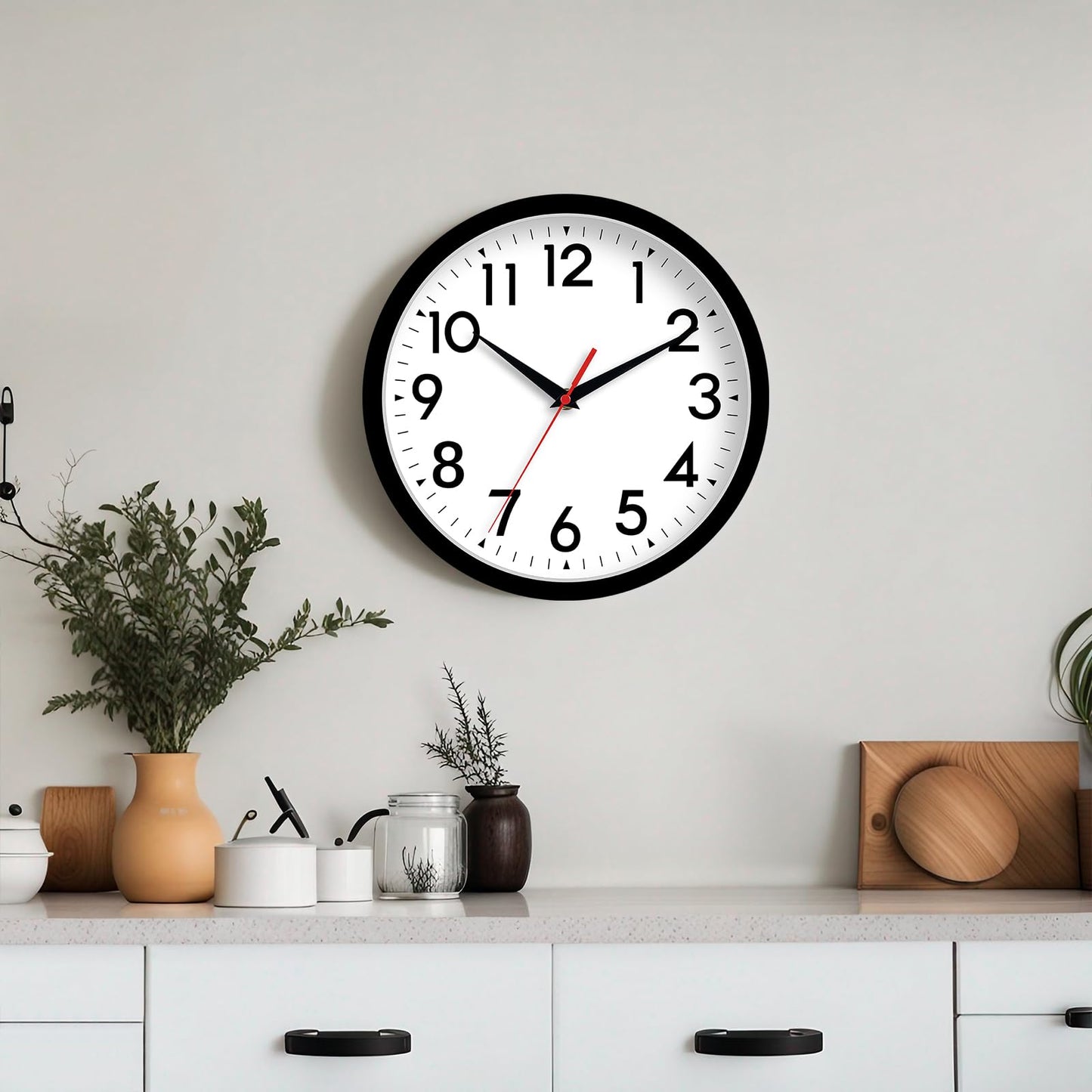 DAXSMY 14 Inch Wall Clock Large Battery Operated Big Silent Non Ticking Analog Clock Decorative for Living Room Office Kitchen Outdoor Classroom Bedroom Bathroom School(Black)